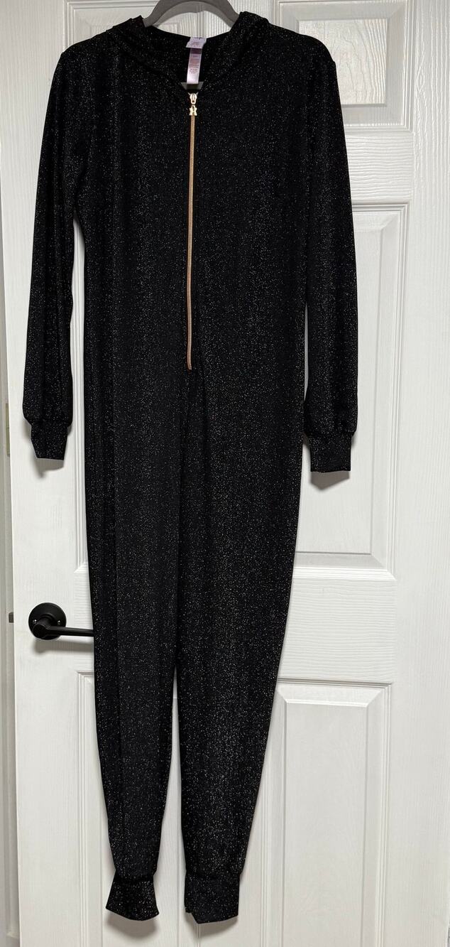 Savage X Fenty Women's Black Metallic Hooded Onesie Size Medium
